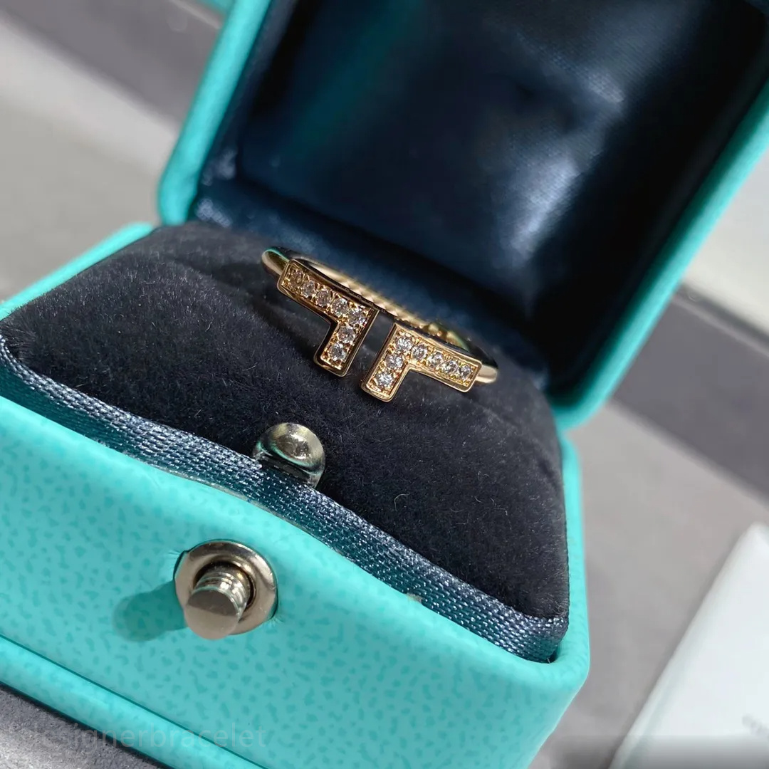 Ring designer ring luxury Jewelry rings for women T ring with micro diamonds stylish and versatile open ring Valentine's day ring Christmas gif