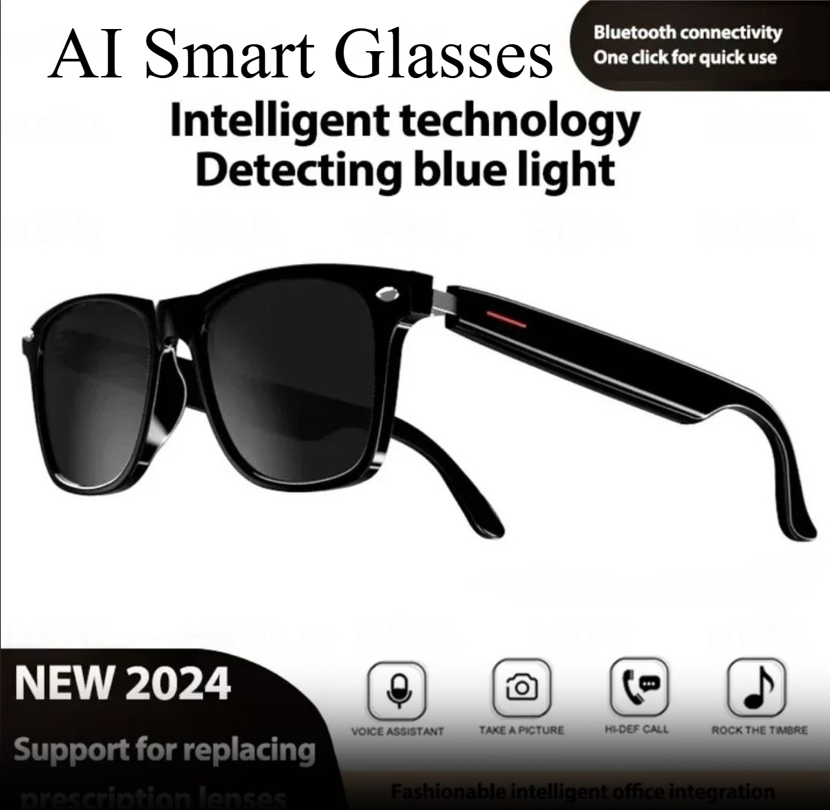 AI Smart Glasses 2026 Smart Music Sunglasses Earphones Wireless Bluetooth Headset HIFI Sound Headphone Driving Glasses Hands-free Call-image-1101446133