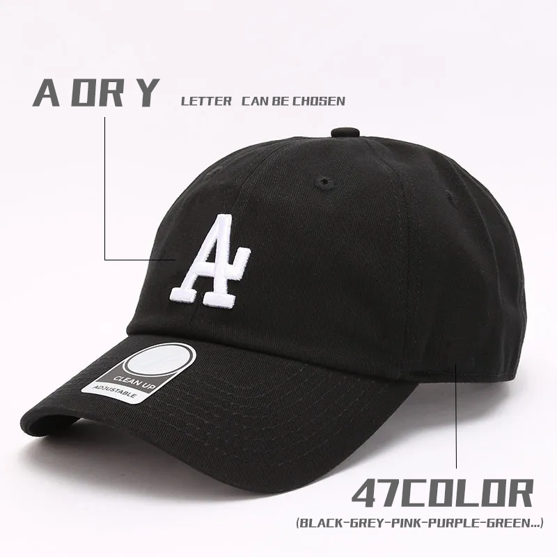 7 colors L type brand A Men's Baseball Cap Adjustable N ew Y Embroidery Sun Cap for Men Women Ball caps Casual Snapback Hip Hop Hat Curved Brim