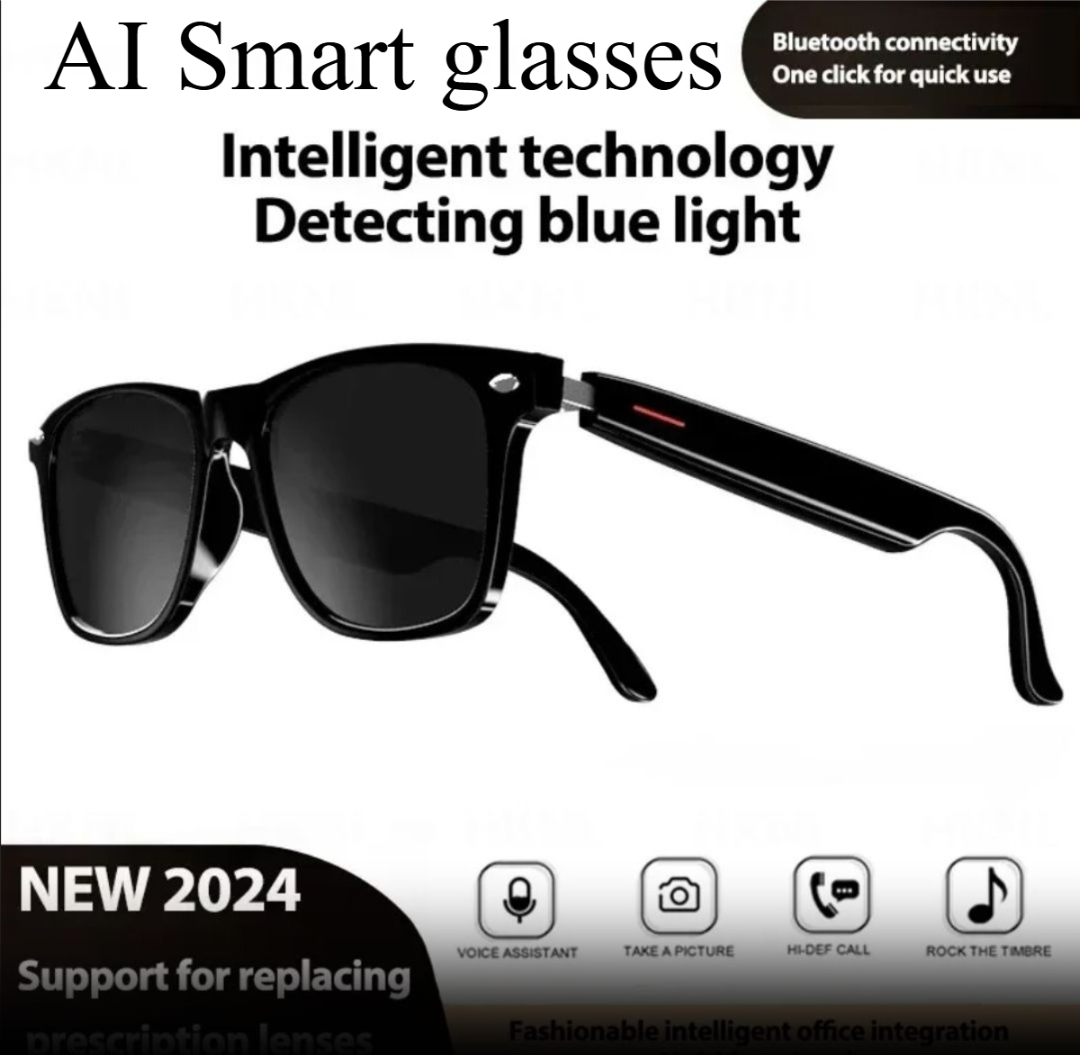 NEW AI Smart glasses Camera Smart Music Sunglasses Earphones Wireless Bluetooth Headset HIFI Sound Headphone Driving Glasses Hands-free Call-image-1101444502