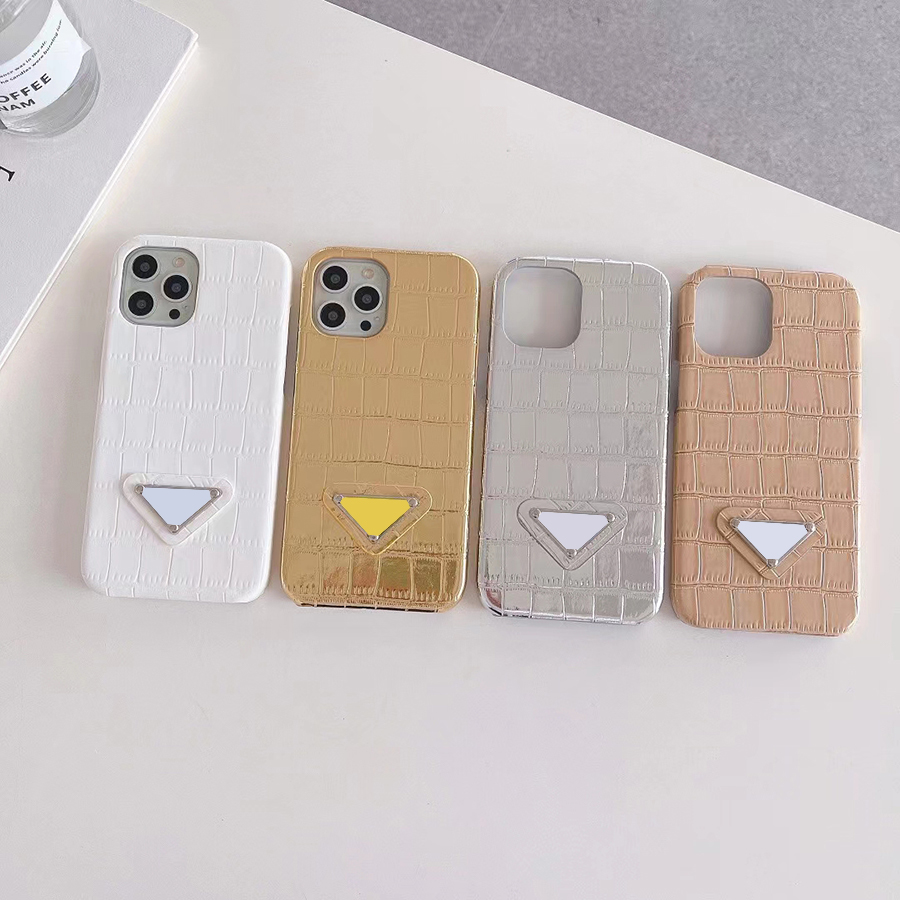 Coque de téléphone rigide en cuir brillant texturé crocodile pour Iphone 16 15 14 13 Pro 12 11 Max 16Promax Logo en métal 15Coque de téléphone Pr