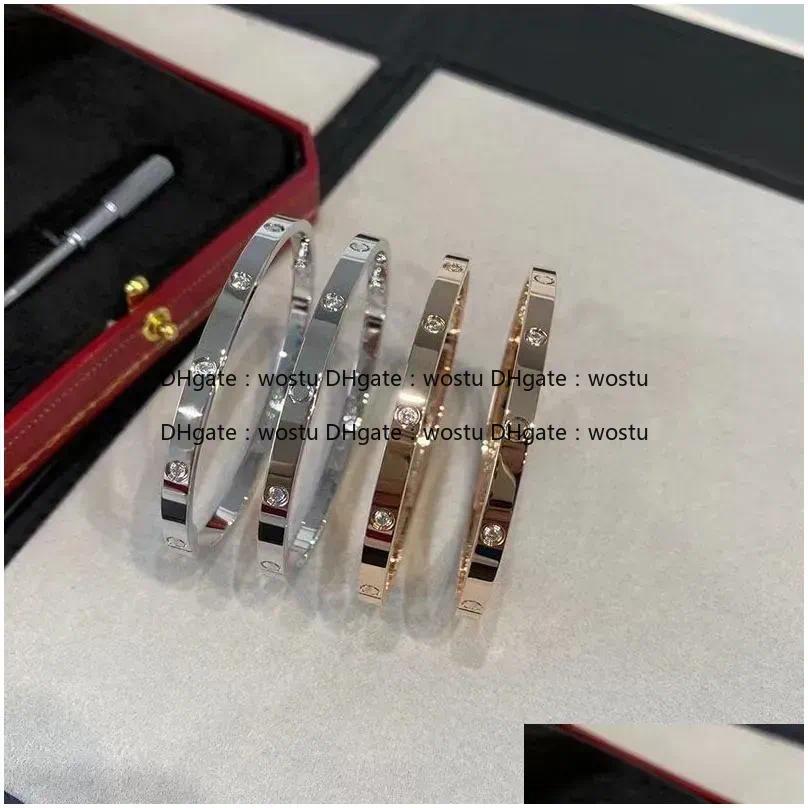 Designer Bangle Bracelets 4mm Thin Bangle Titanium Steel Screw Nail bracelet Women's Men's Love Rose Gold Bracelet fashion Couple Jewelry