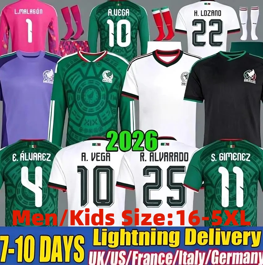 Mexico Jersey 2026 World Cup RAUL CHICHARITO Soccer Jersey S. GIMENEZ 26 27 H.LOZANO Kids Kit Football Shirts Women Top Goalkeeper Training Uniform