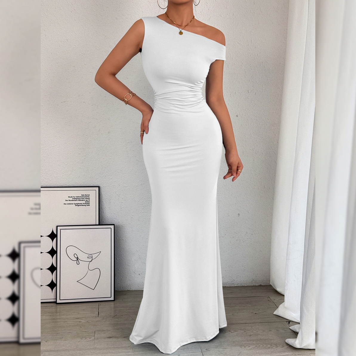 169 Vente chaude hors épaule décolleté taille plissée sans manches robe sexy nouveau
