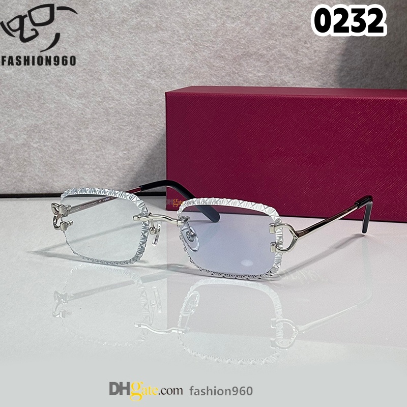 Mens Buffs leopard designer Sunglasses for women square rimless 4 season glasses metal frames shades Photochromic lenses eyes customized brand eyegl