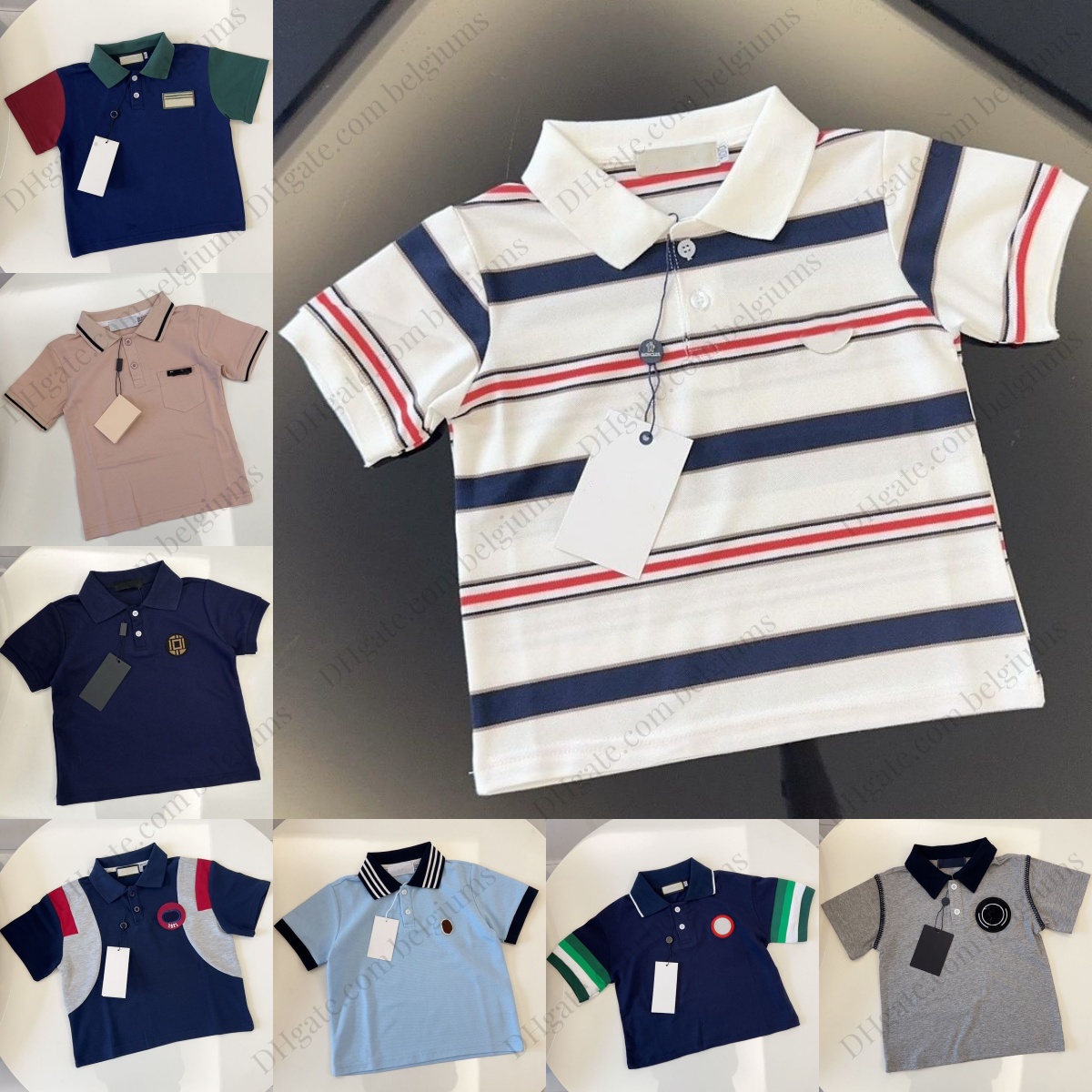 Kids Designer Polos Toddles Baby Short Sleeved Tops Boys Shirts Girls Summer Tees Children Clothing Youth Casual Clothes Black White Pink Grey Bl-image-1081476482
