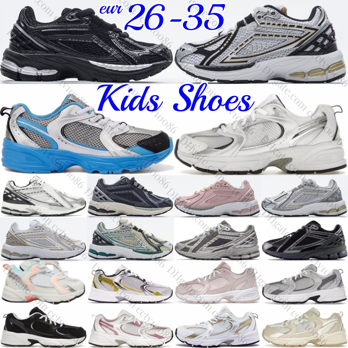 Kids Sneakers Running Shoes Toddlers Boys Girls Sport Trainers Youth Children Silver Black White Navy Classic Grey Cream Ivory Metallic Gold Blue-image-980187820