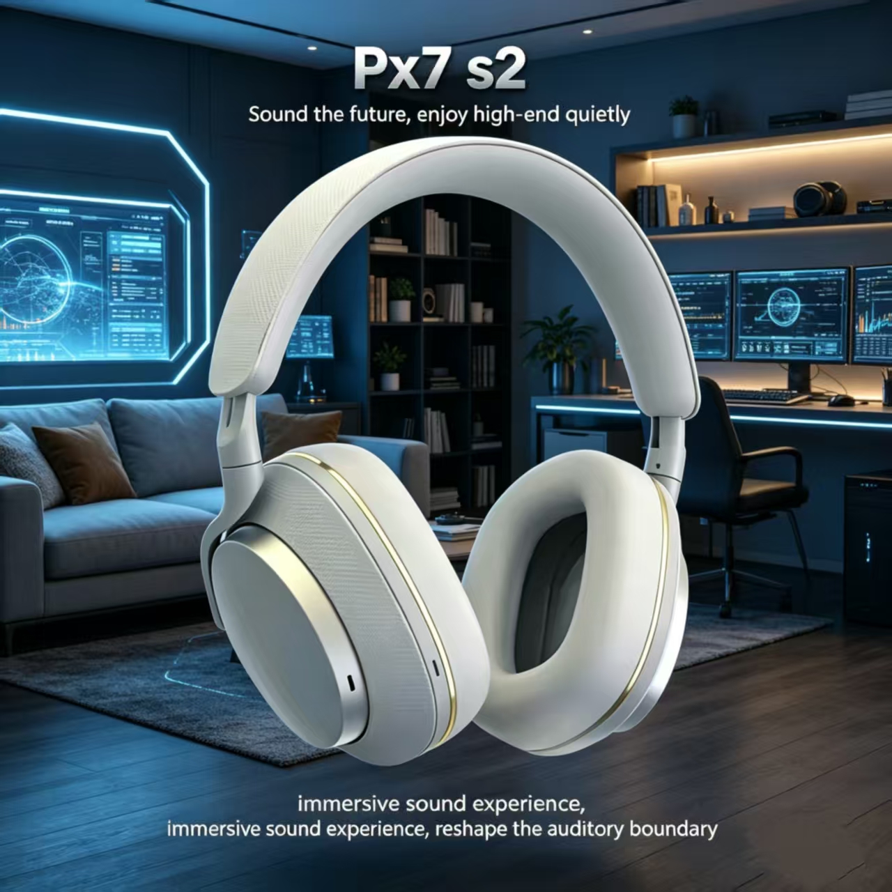 Px7 S2 Wireless Bluetooth Headphones | Active Noise Cancellation (ANC) + High-Fidelity HiFi Sound + Long Battery Life + Comfortable Over-Ear Desi-image-1094734100