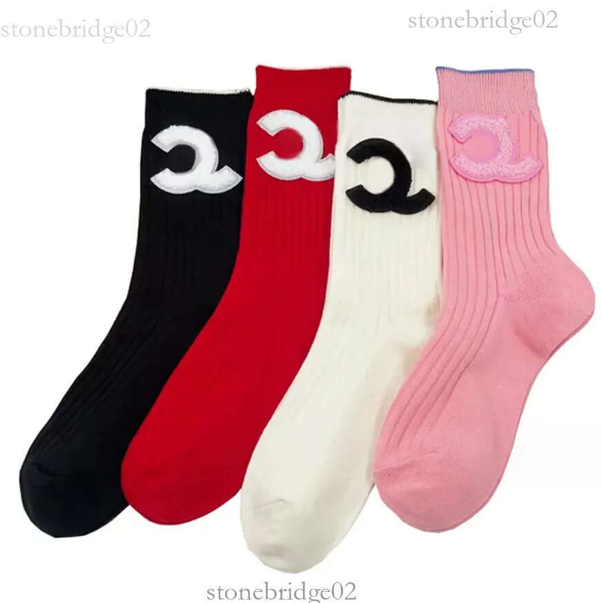 cc socks 2 pairs Women channels Socks Long Cotton Black white Pink Three Colors womens Stockings Warm Thick Embroidered Stocking Autumn Winter chan Socks bc8 $15