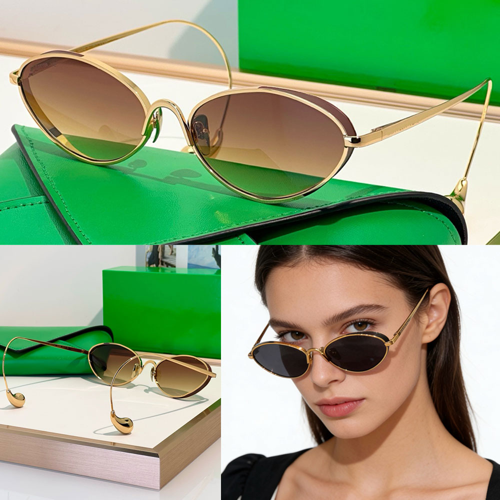 Luxury womens sunglasses new mens designer oval sunglasses BV2037LA fashion metal frame drop shaped temple versatile versatile drive outdoors eyegla