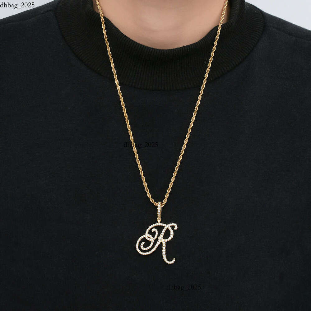 Factory direct cool cursive English Silver pendants digital four-season Hip Hop style letter necklaces available for wholesale