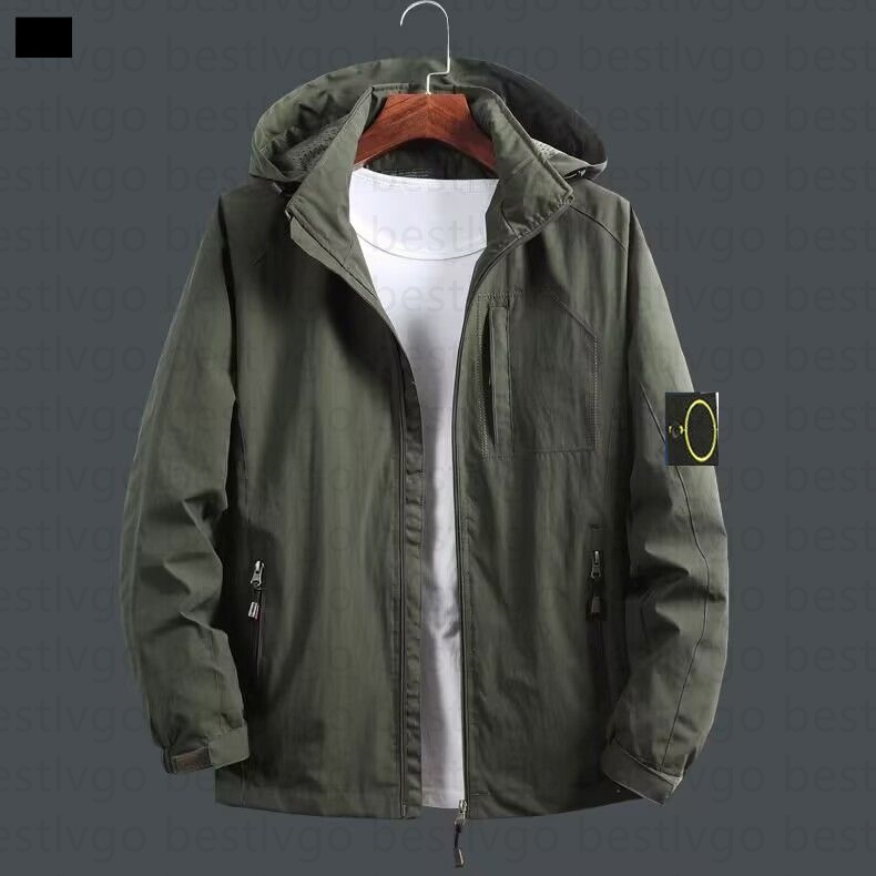 Stone Jacket Mens Designer New Compass Spring Badge Sleeve Patched Women Men Pocket Coat Streetwear Turn Down Topstoney Collars Windbreaker Jacket