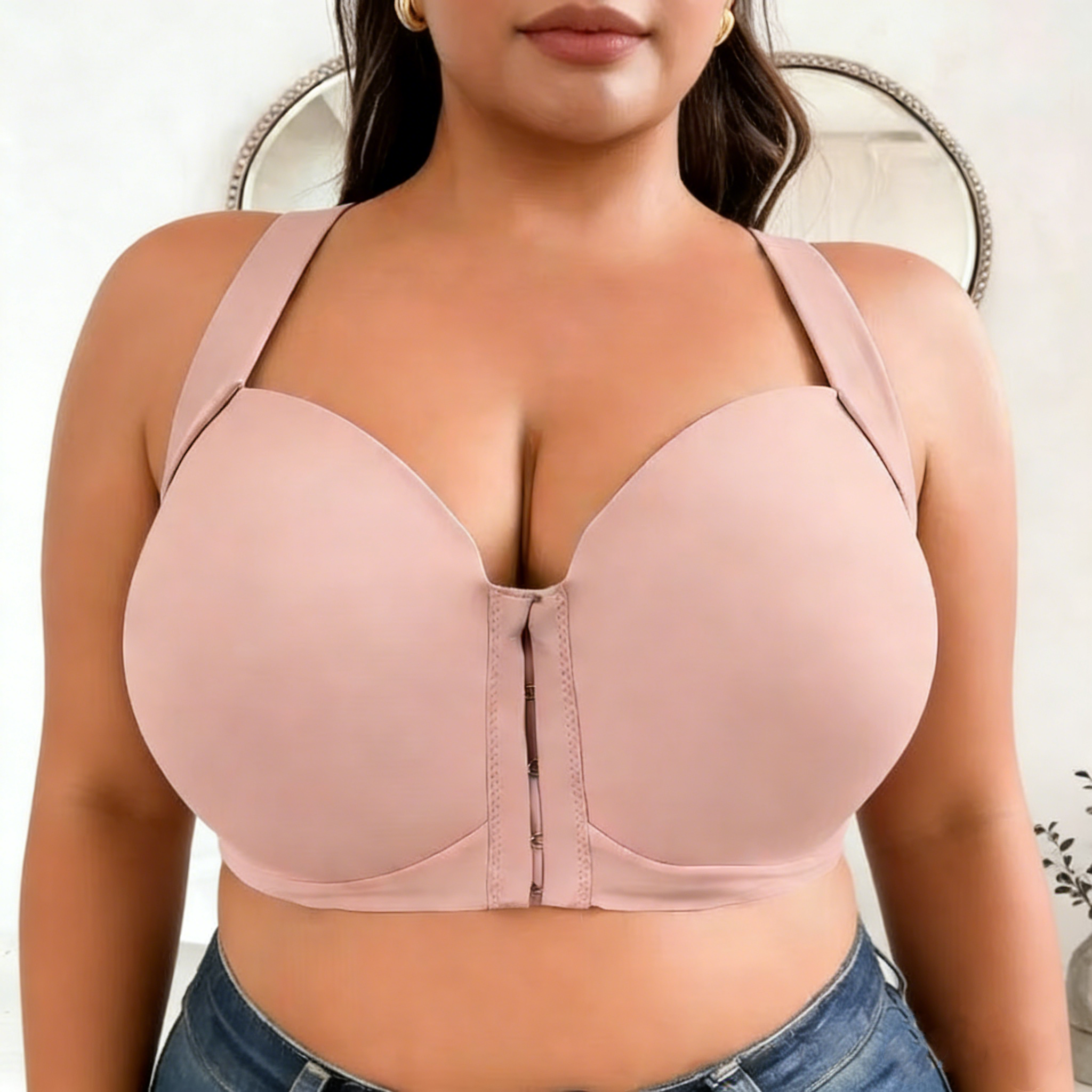 Bras Plus Size Front Closure Push Up Bra Seamless Full Coverage Underwire Support Lift Bra for Women 2191#-image-1101625924