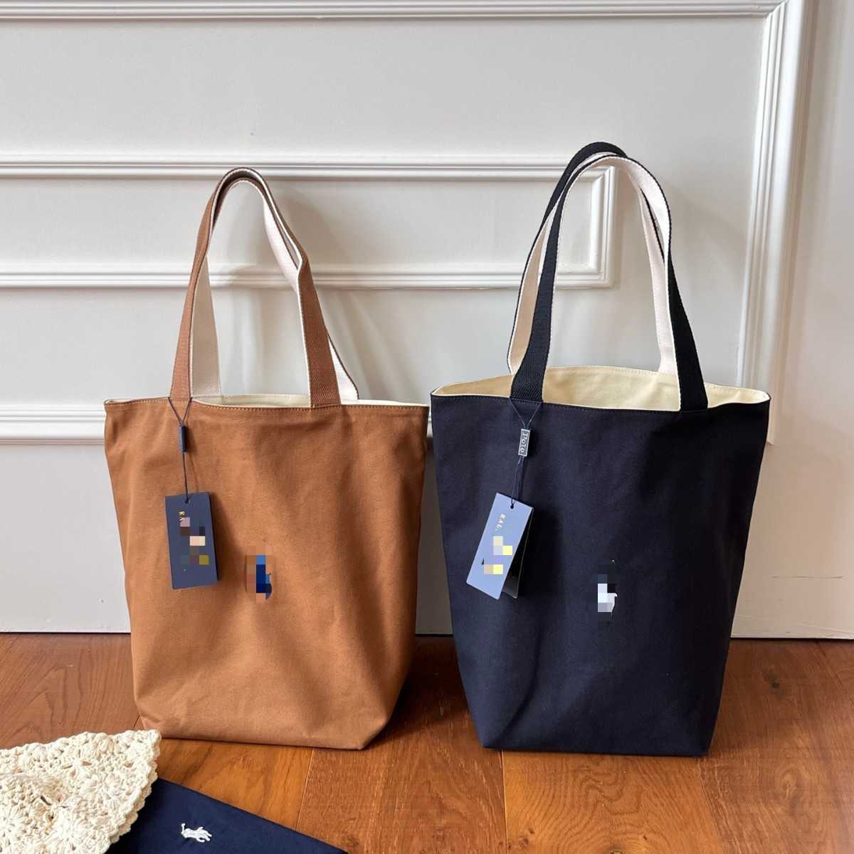 New 2026 Embroidered Pony Commuter Tote Large Capacity Single Shoulder Ins Handheld Casual Versatile Double-Sided Canvas Bag T260414