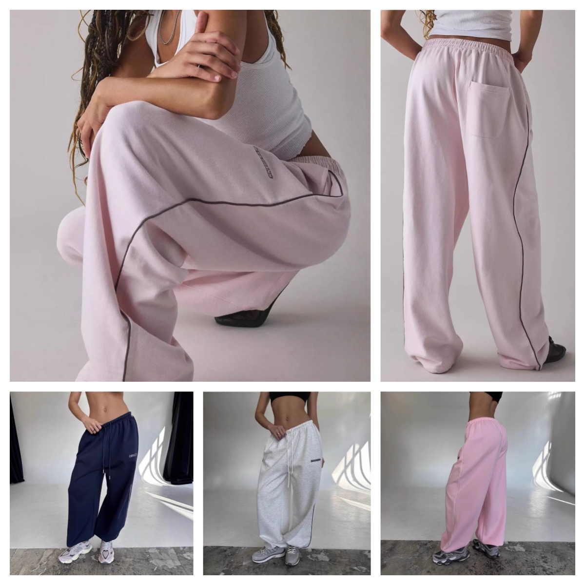 Pantalons pour femmes automne rue pantalons de survêtement Y2K pantalons esthétiques coréen K-mode lettres personnalisées brodées décontracté amp