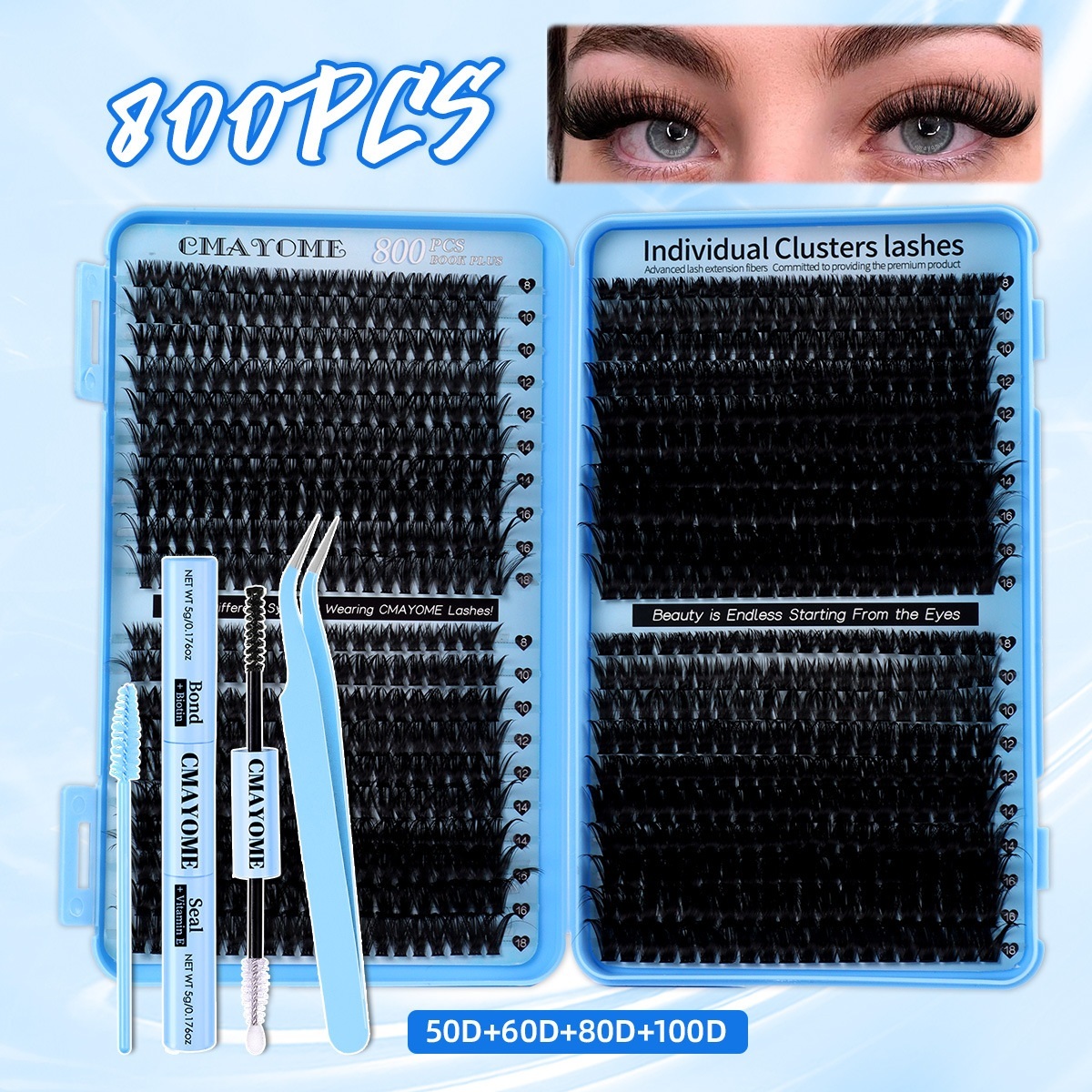 DIY Lash Clusters D Curled Thick Fluffy Eyelash Extension Kit with Lash Bond and Seal Easy Application Lashes Natural Look Reusable False Eyelash-image-1101524486