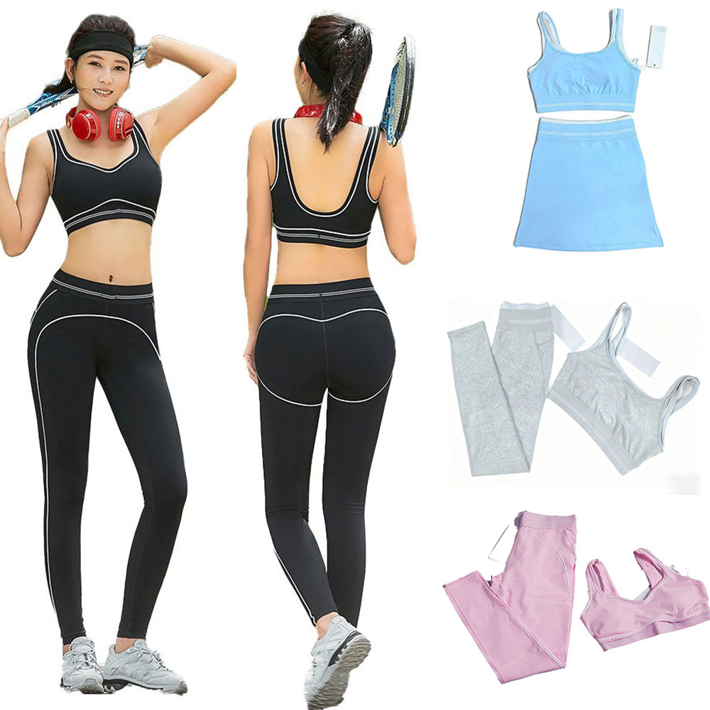 2PCS New Yoga Set - Women Sportswear Yoga Set Fitness Sports Vest Female High Waist Yoga Pants Pilates Training Leggings-image-1066504179