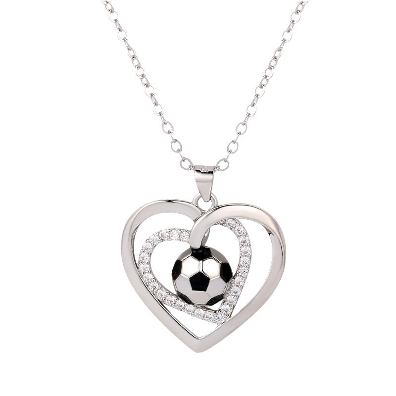 World Football Necklace for Women Fashion European Cup Pendant High-End Heart Clavicle Chain Wholesale-image-1101710802