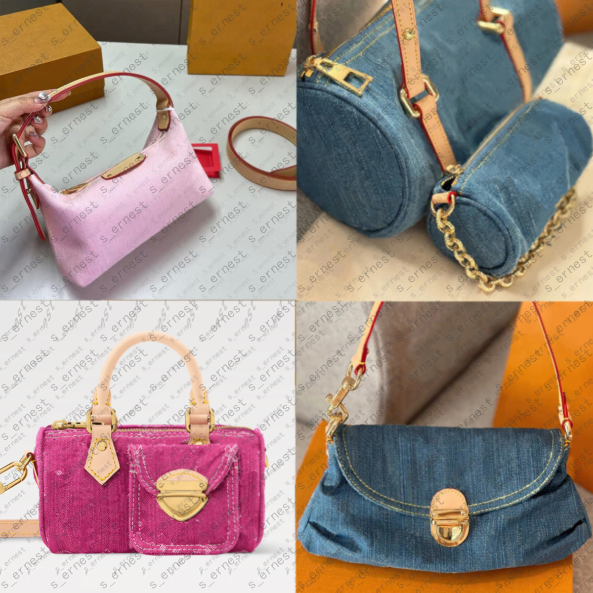 denim shoulder Hobo Crossbody Bag handle shopping Bucket Tote Underarm Handbag With Strap