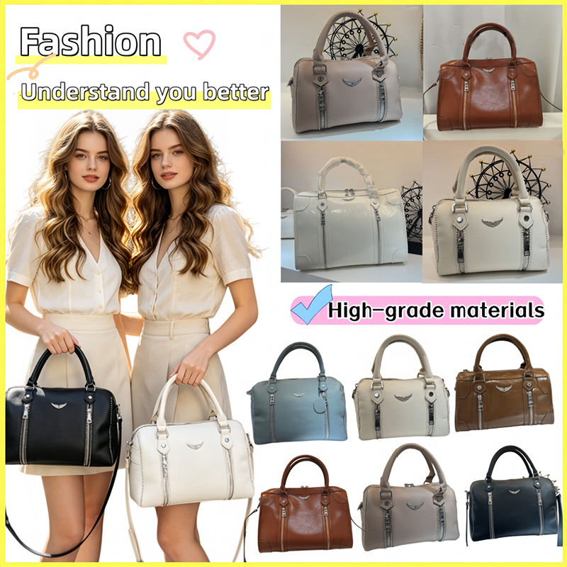 French Crossbody Shoulder Bag All-match Women's Pillow Bag Boston Large Capacity Rivet Wing Bag