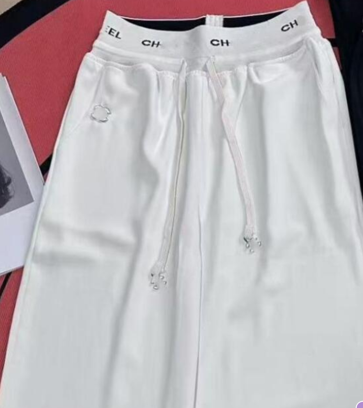 Women loose elastic with drawstring waist logo letter print wide leg long pants designer trousers SMLXL