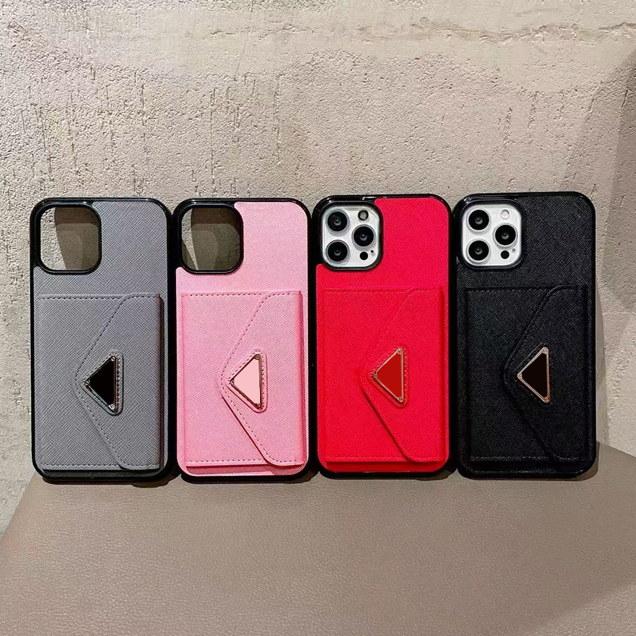 Insert Card Pouch Phone Case For Iphone 16 15 14 13 Pro 12 11 Max Metal Triangle Logo 16Promax Phone Case 14Promax For Apple 13Promax 12Promax Co