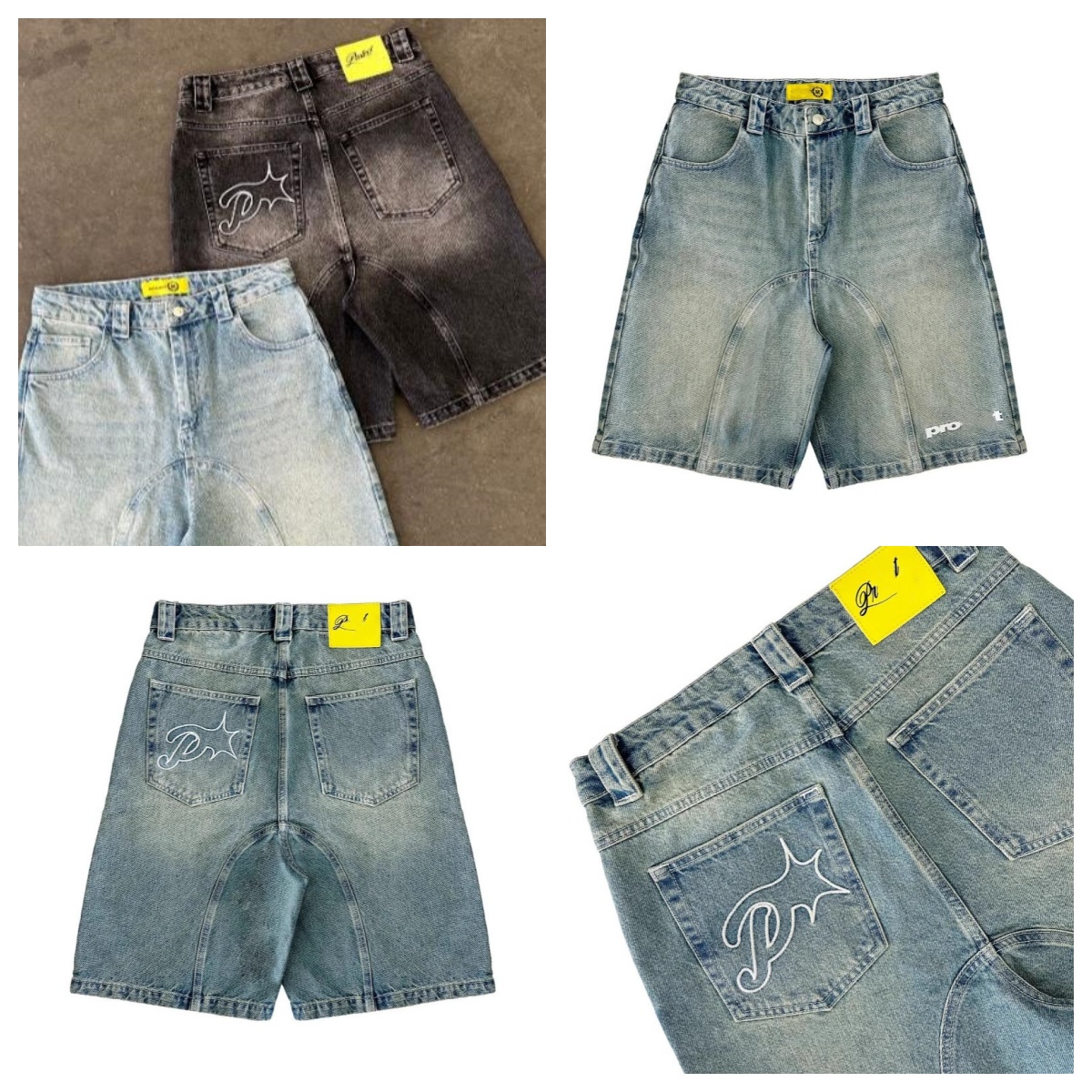 Men Designer Denim Shorts Straight Leg Jeans Letter Embroidery Loose Strtwear High Strt Solid Color Jorts Z260625