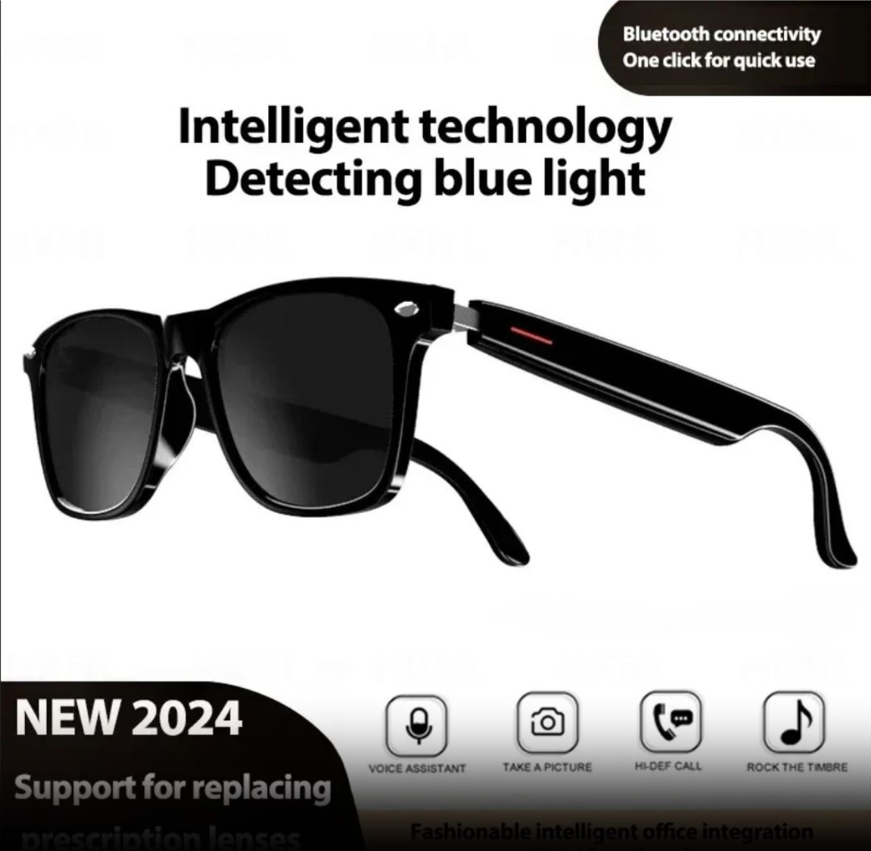 AI Smart Glasses Sunglasses Anti-blue Music Earphones Wireless Bluetooth Headset HIFI Sound Headphone Driving Glasses Hands-free Call-image-1101361295