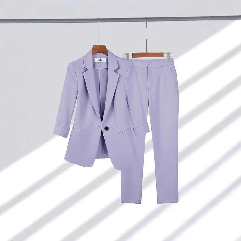 Elegant Womens Two Pieces Set Outfits Casual Long Sleeved Blazer and Pants Suit for Female Streetwear Spring and Autumn 2025 260414BJ