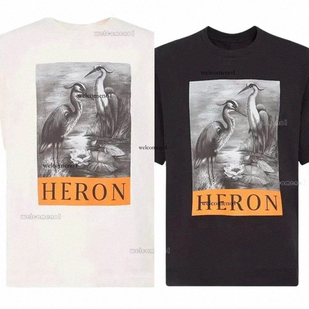 new Heron T Shirt Designer Luxury International Trendy Brand Heron Shirt Same Style Mens Multi Color Pure Cotton Classic Image Printed Short Sleeve