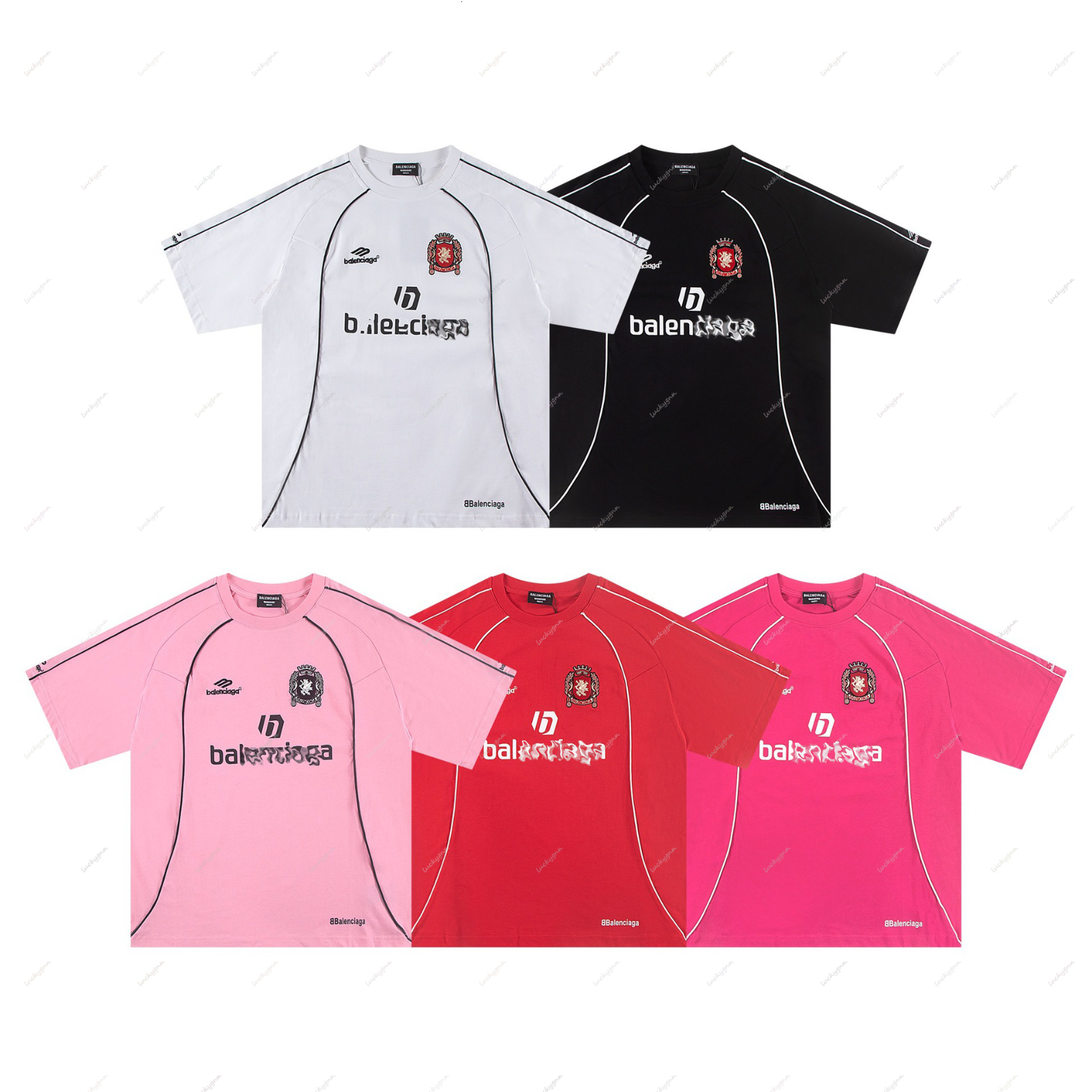 Version Paris B house New Collaboration Football Sportswear Embroidered Short Sleeve T-Shirt Summer Trendy T-Shirt