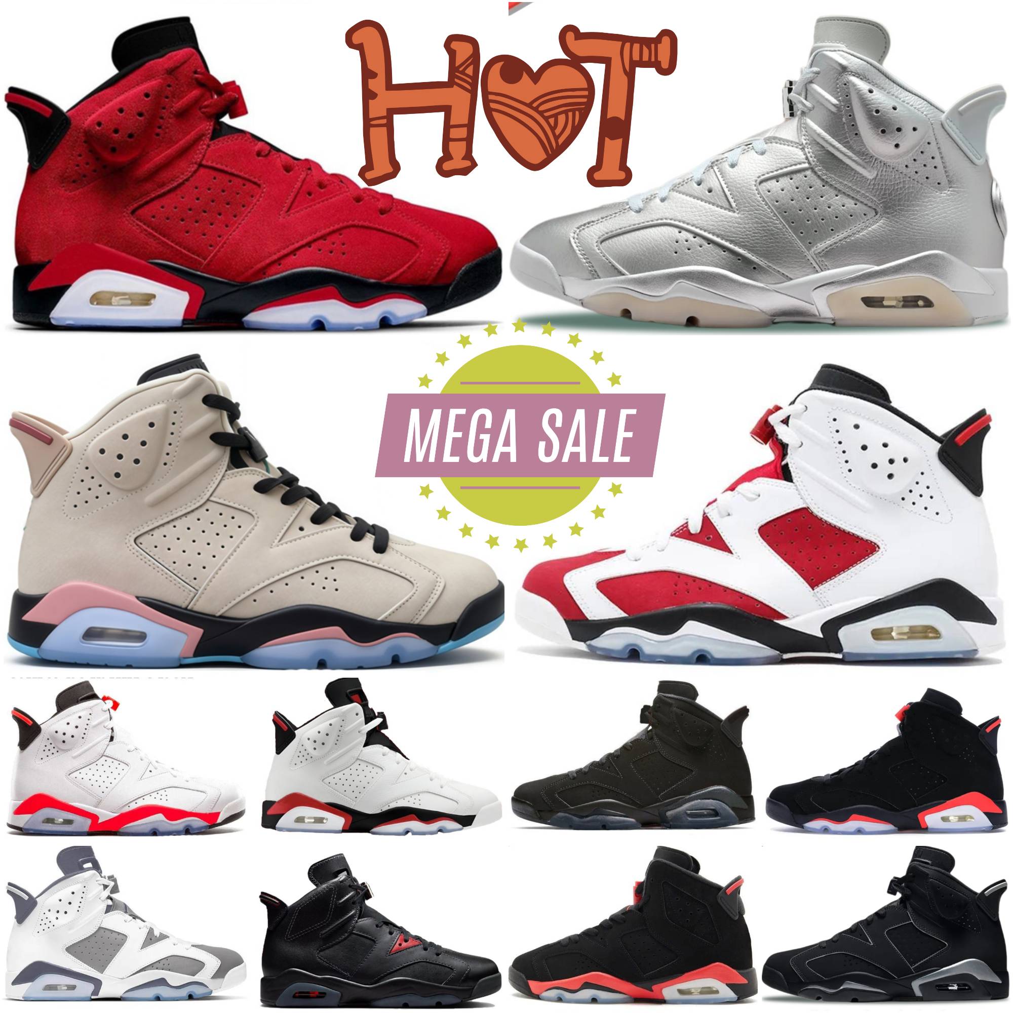 Designer 6s 6 Basketball ShOes Bin23 Cool Grey Black Infrared Salesman Metallic Germain Silver Oreo Midnight Navy Carmine UNC Black Cat Mens Women T