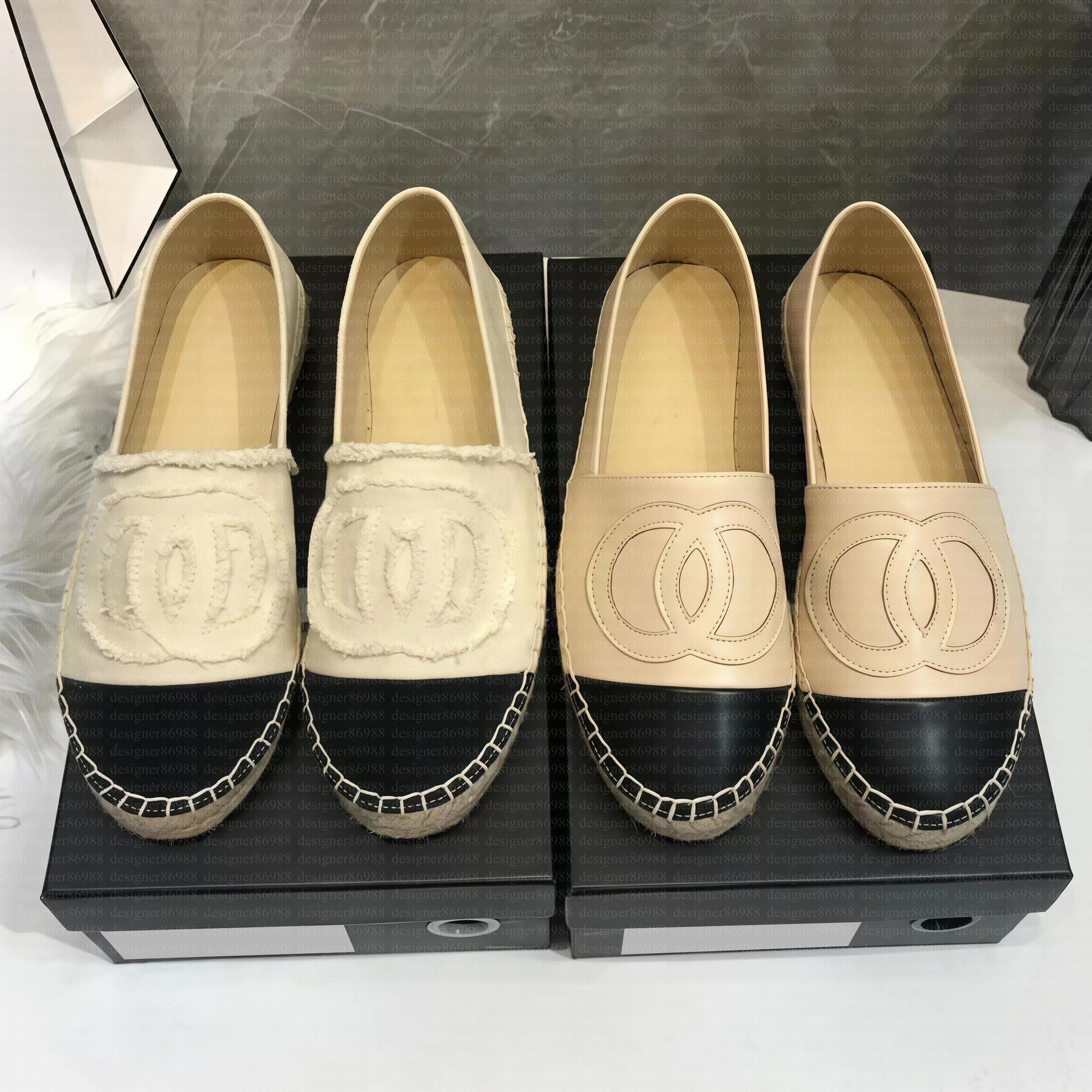 Loafers chaussures designer femmes espadrilles semelle épaisse chaussures toile bout rond chaussures plates luxe cuir de mouton chaussures décont