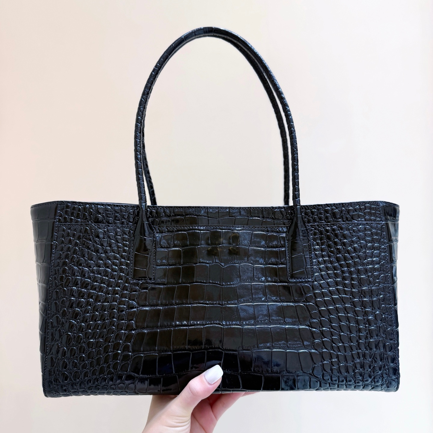 mirror quality designer bag top totes women shoulder tote bags small shopping bags crocodile embossed calfskin leather handbag long bangutte purse d