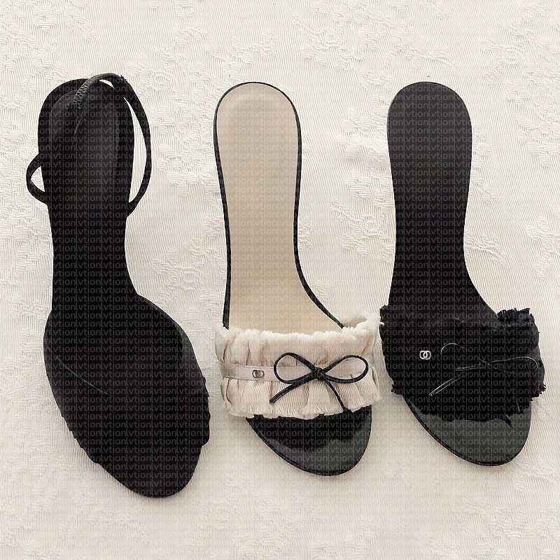 Designers heels slingback heels High Heels Womens sandals Leather Pointy bow lace sexy pumps Classic slippers Dress shoes Kitten heel slim heels Par