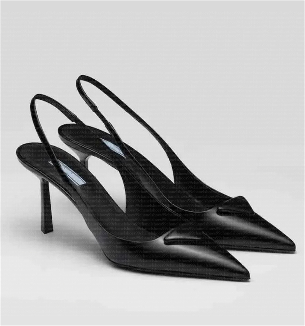 kitten Slingback Designer Sandals Women prrade Heels Dress Shoes Pumps Black Leather Pointed Toe Sandals 3.5CM 7.5CM White Heel Comfy Fashion Loafer