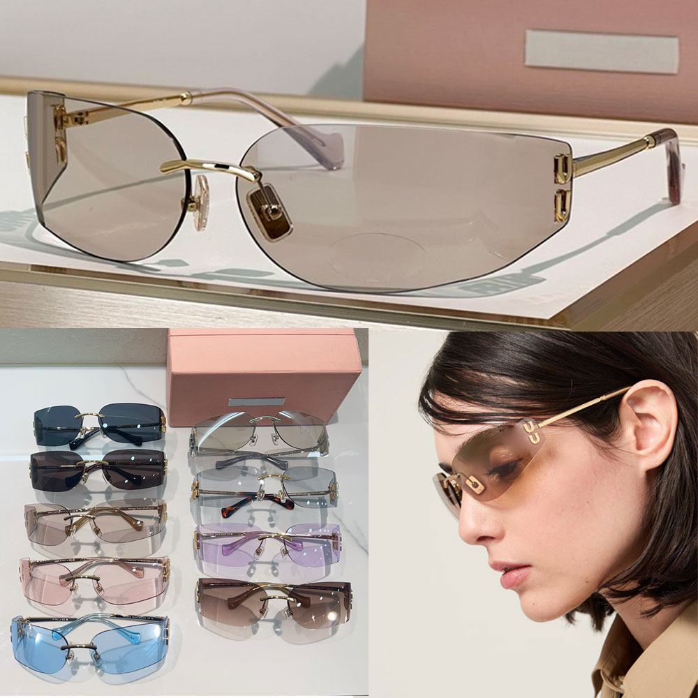 Aube sunglasses luxury designer new womens sunglasses SMUA51 ultra light frame rimless curved lenses casual versatile sunshade eyeglasses UV400 Prot