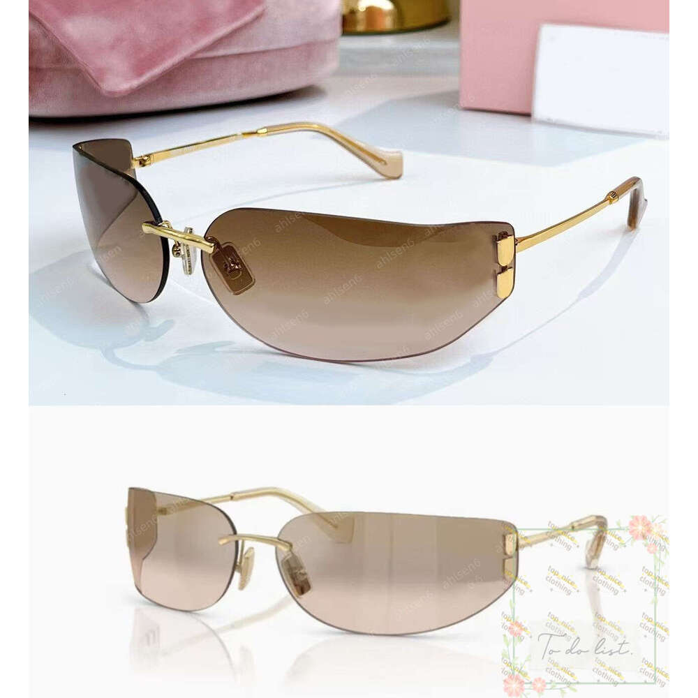 muse sunglasses high quality designer for women luxury rimless Euro american trend glasses classic fashion large lens curved lenses sunglasses 7a7