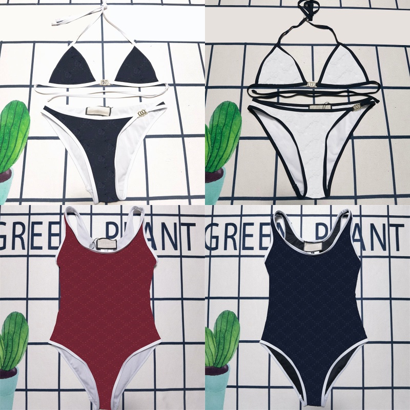 Lettres Maillot de bain femmes Designer Bikini contrasté Flockage Plage vacances Ensemble bain élégant bord de mer