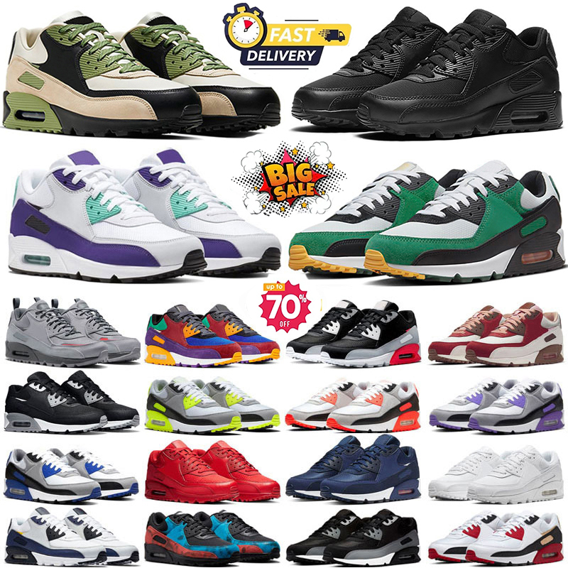Classic 2026 Designer 90s Running shoes For Men Women Triple Black white Mesh Leather Trainer Breathable Cushion Surface Sneakers Sports Eur 36 45