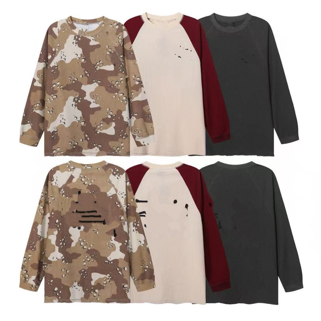 S Streetwear Sweat-shirt classique en tricot gaufré unisexe à manches longues, coupe ample, col rond