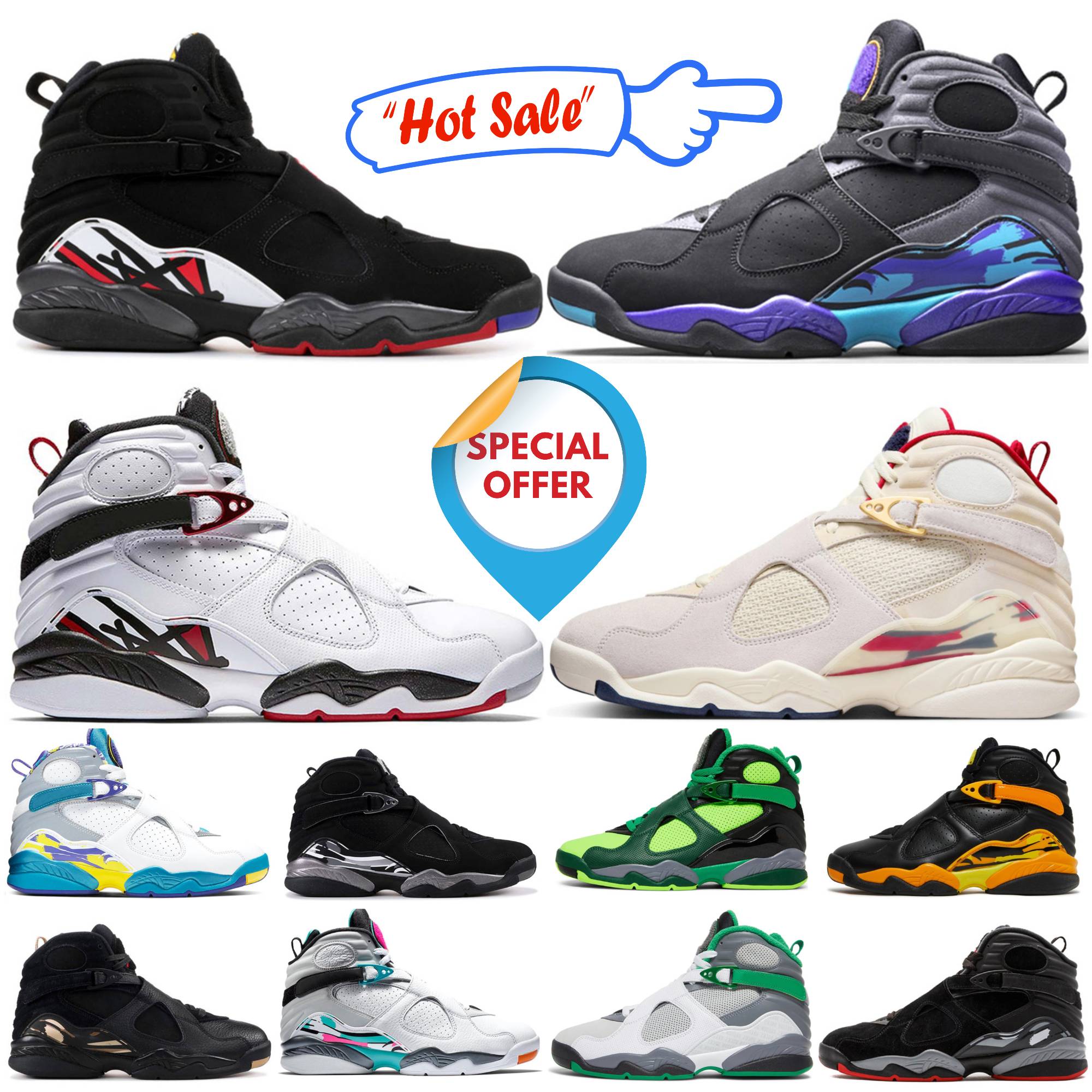 Designer Jump 8 8s Black Taxi Basketball Shoes j8 Men Women University Blue Electric Green DMP 8 Black Samurai Aqua Chrome South Beach Three Peat Tr