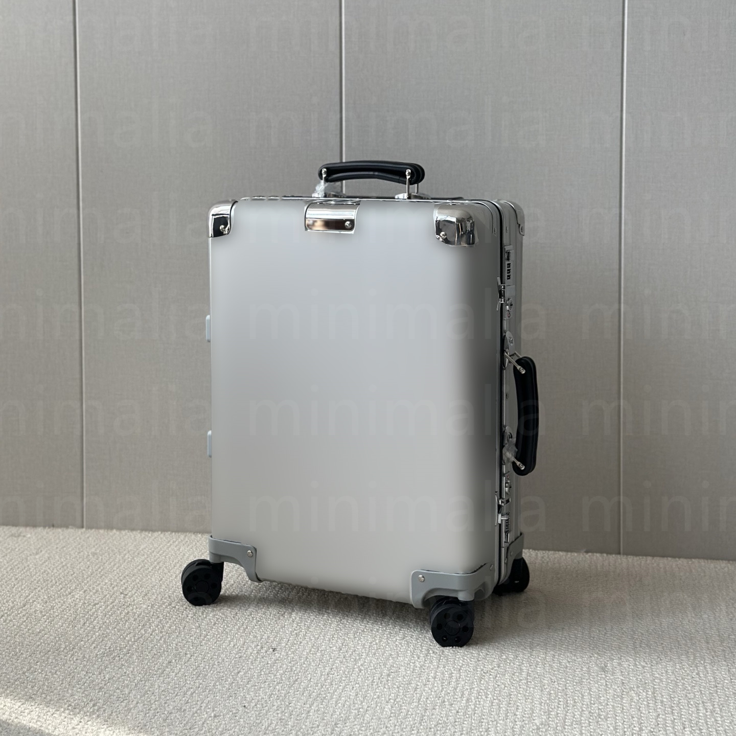 NEW Designer luggages fashion travel suitcase with classic colored leather handle 972 retro style contrasting aluminum magnesium alloy metal lugg-image-1101801190