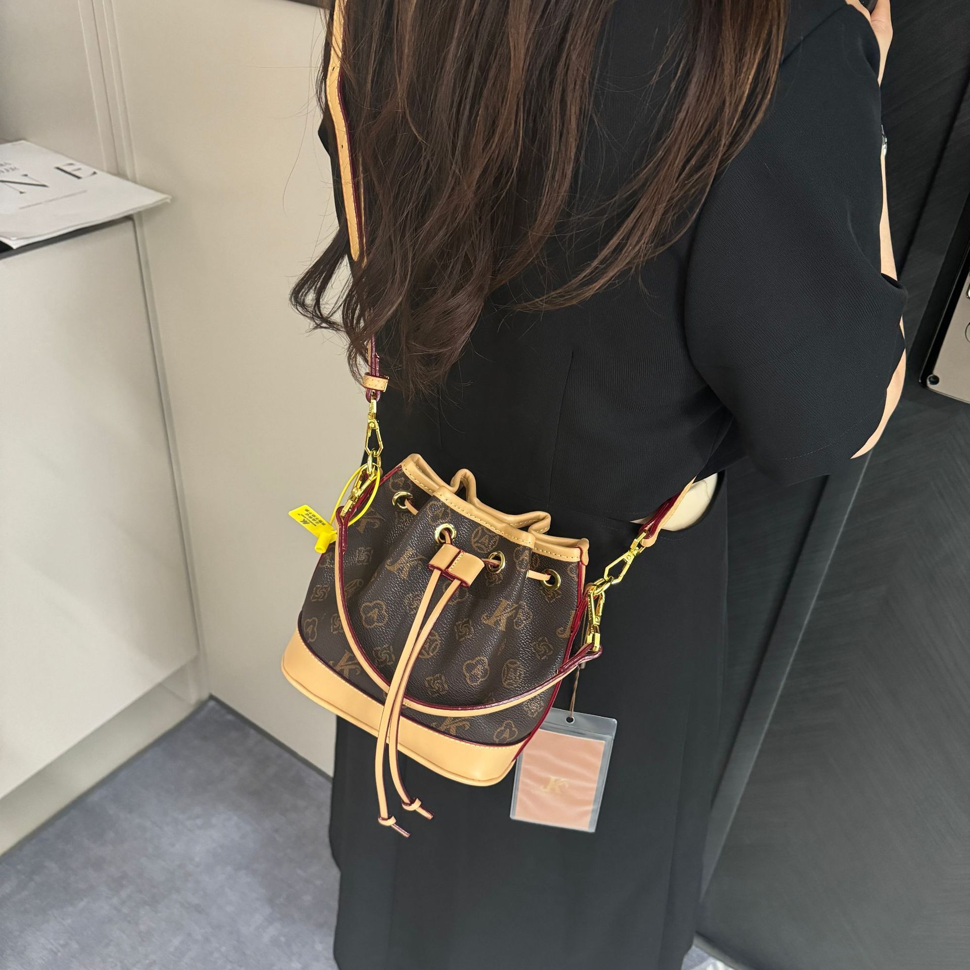 LORDLY KNACK Color-Block Luxury Vintage Drawstring Bucket Bag For Women High-End Feel Single Shoulder Crossbody Large Capacity Korean Style Trend