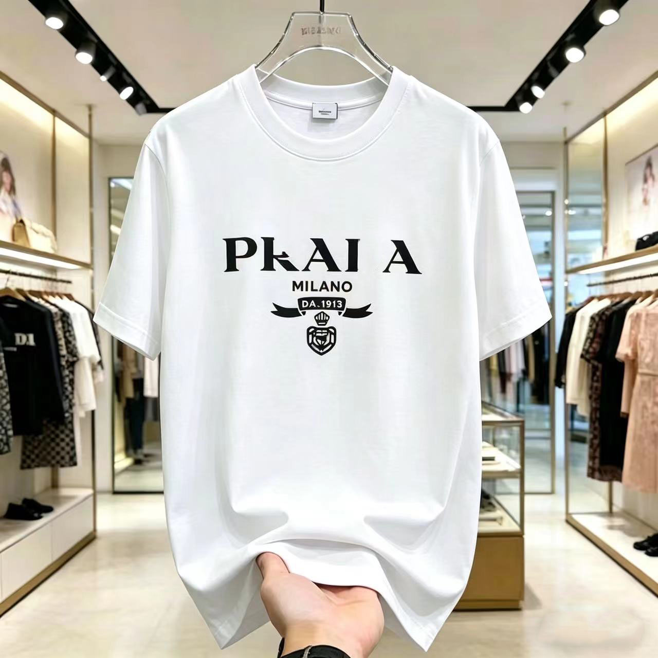 New printed T-shirtsame style for men and women versatile and trendy pure cotton brand-name round-neck short-sleeve loose half-sleeve casual - Littl