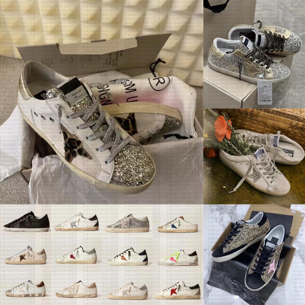 top golden goods old shoe stars golden womens sneakers high for women super star suede sequined leopard print white doold dirty classic casual shoes