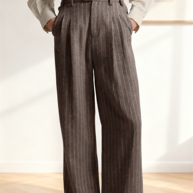 Boutique Fashion Solid Color Plaid Striped Mens Casual Business Office Formal Suit Pants Grooms Wedding Dress Trousers w260414