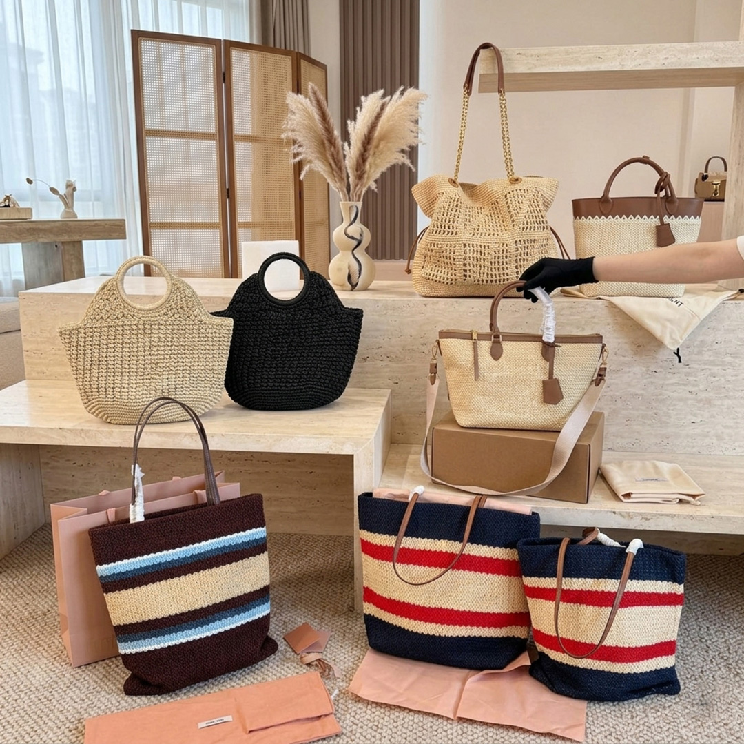 Designer Straw Beach Bags for Women Large Tote Women Crochet Handbags Summer Shoulder Bag Lady Travel Hobo Bag Purses Big Capacity Woven Shopper-image-989687816