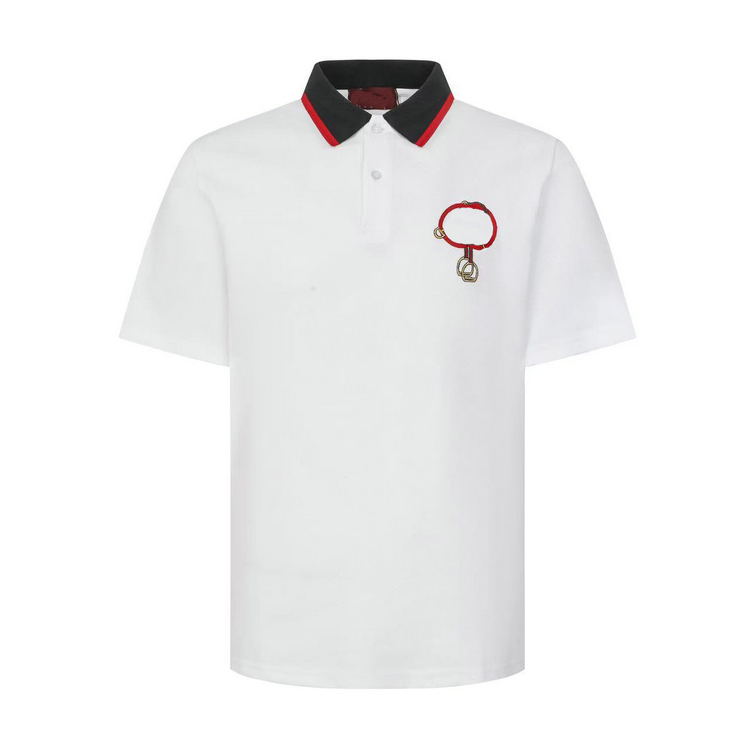designer mens lapel polo t-shirts tshirt simple turndown collar luxury casual classical geometric high striped pattern white tops tees S-XXL