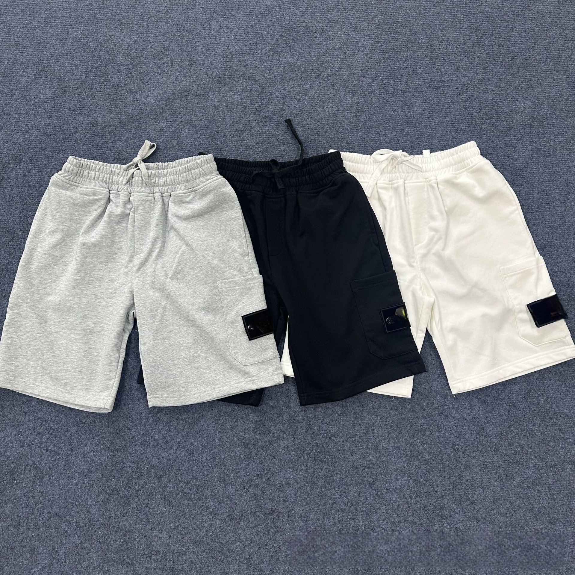 Men's designer shorts Stone Sports High Street Casual Loose pants Drawstring cotton basketball shorts white Elastic Waist mens designer clothes